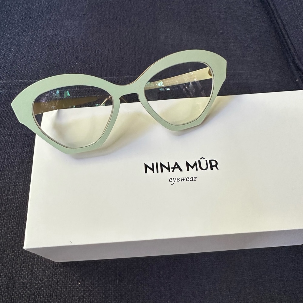 Nina Mur optical frames, Mint green and muted gold